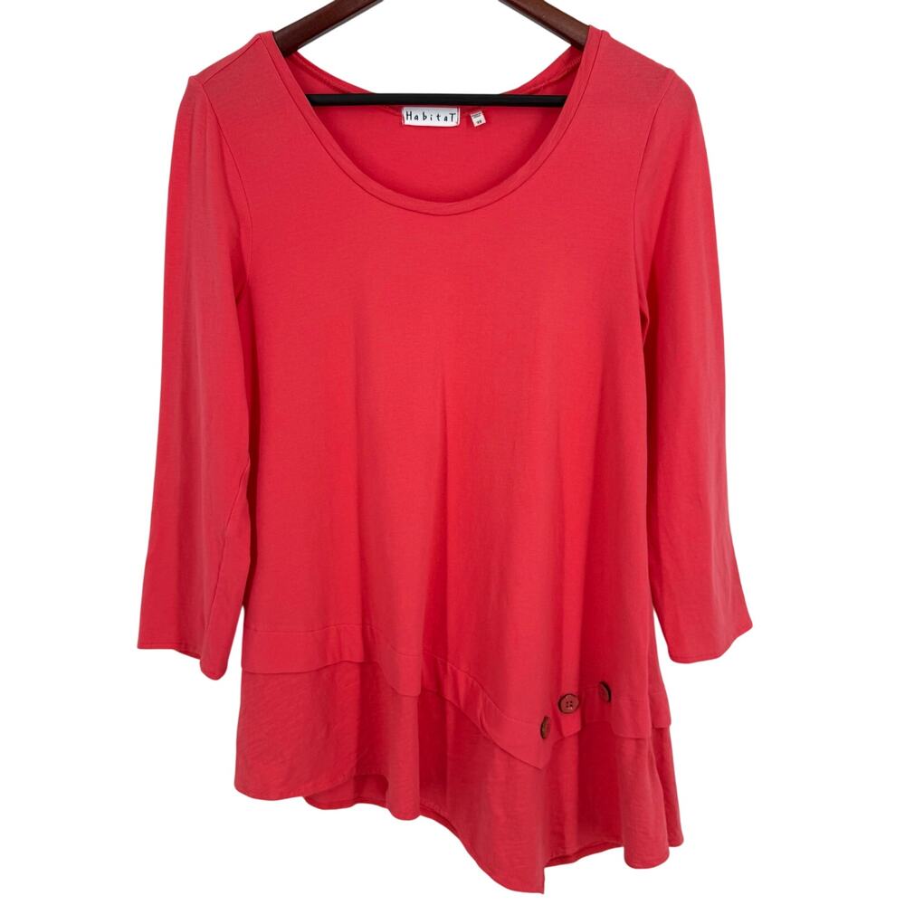 Habitat Sz XS Coral Wearable Art to Wear Artsy Blouse Shirt Top Unique Geometric